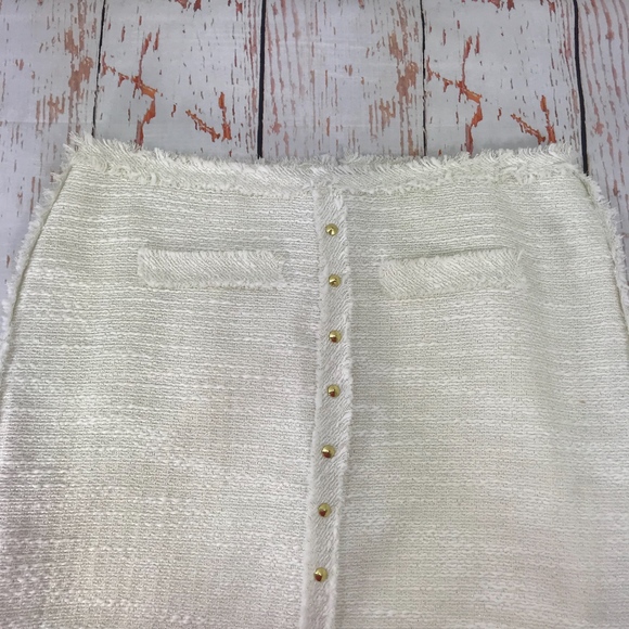 Jennifer Lopez Cream Side Fringe Back Zipper Skirt - Picture 8 of 8